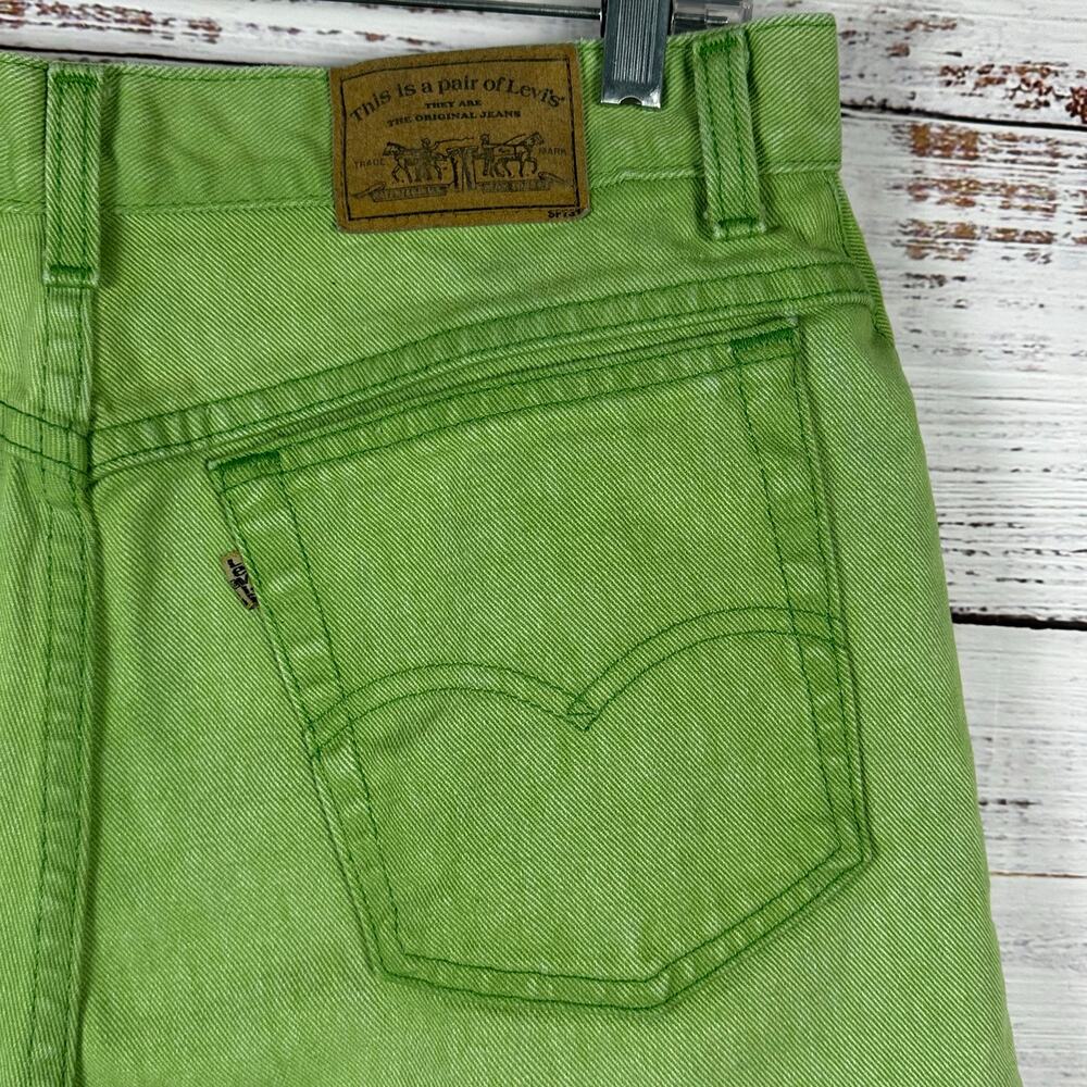 Womens VTG 90s Levis 900 Series Green Denim Jeans Bermuda Hi Rise Cotton USA 14 - Picture 4 of 7